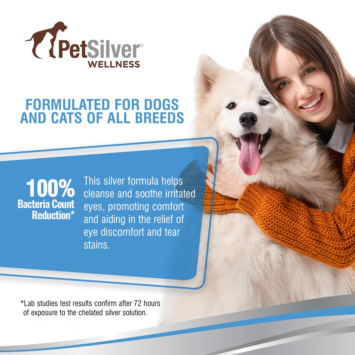 PetSilver Eye Drops for Dogs and Cats - Natural Dog Eye Wash - Relief for Inflammation & Irritation - Pet Eye Cleaner and Tear Stain Remover - Patented Silver Formula - Made in The USA - 4 fl oz