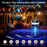 Solar Bug Zapper for Outdoor Indoor, USB-C Rechargeable Mosquito Killer,4800V High Powered Gnat Fly Traps with Reading Lamp,IP66 Waterproof Mosquito Zapper,No Need to Replace The Bulb (black-4400V)