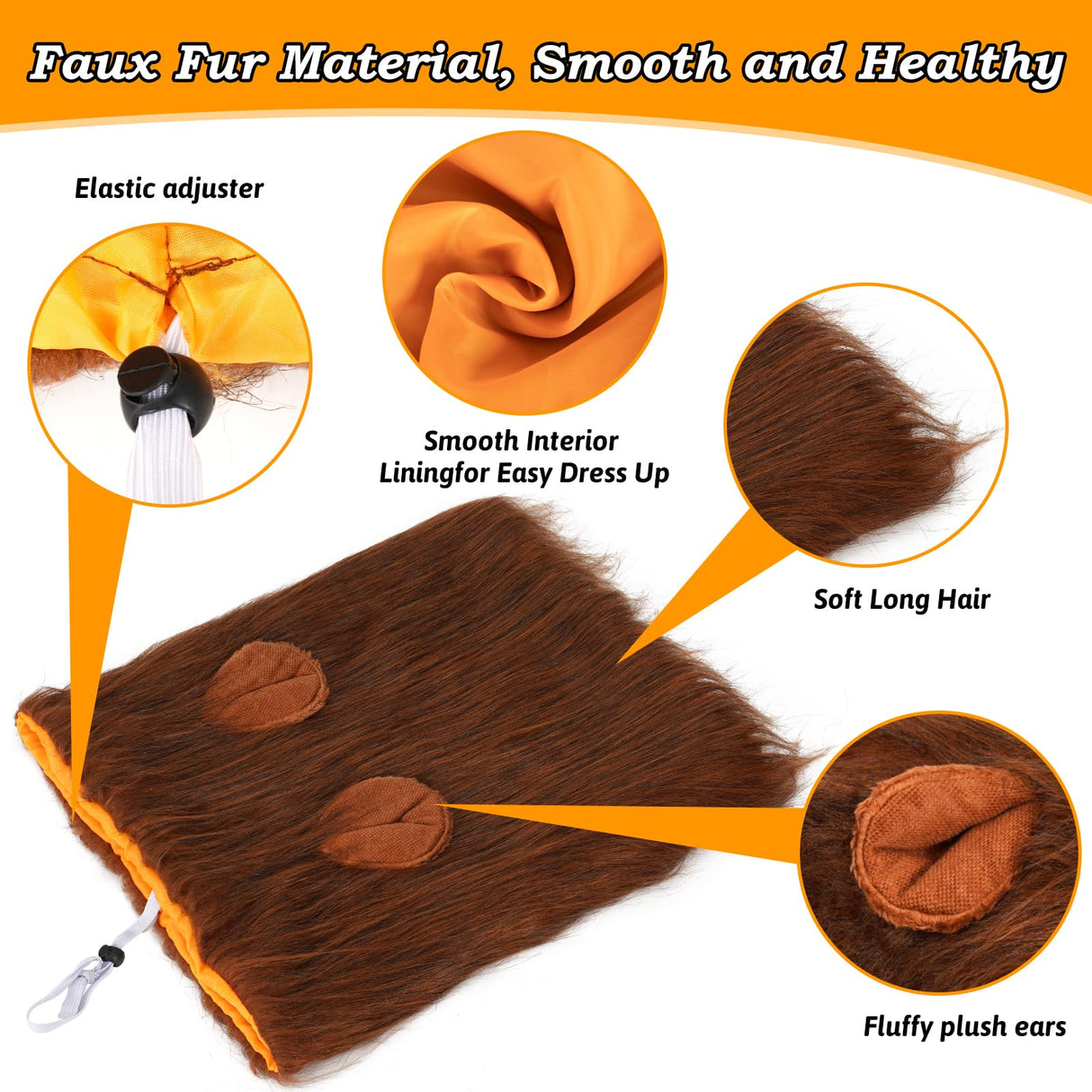 NEWBEA Lion Mane for Dog Costume, Dog Lion Mane, Realistic Wig for Medium to Large Sized Dogs, Halloween Costumes, Dark Brown with Ear Tail