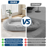 Human Dog Bed for Adult, 64.9" x 41.3" Large Giant Orthopedic Memory Foam Nap Bed for People Pets, Washable Faux Fur Cover with Side Pocket Waterproof for Anxiety Relief