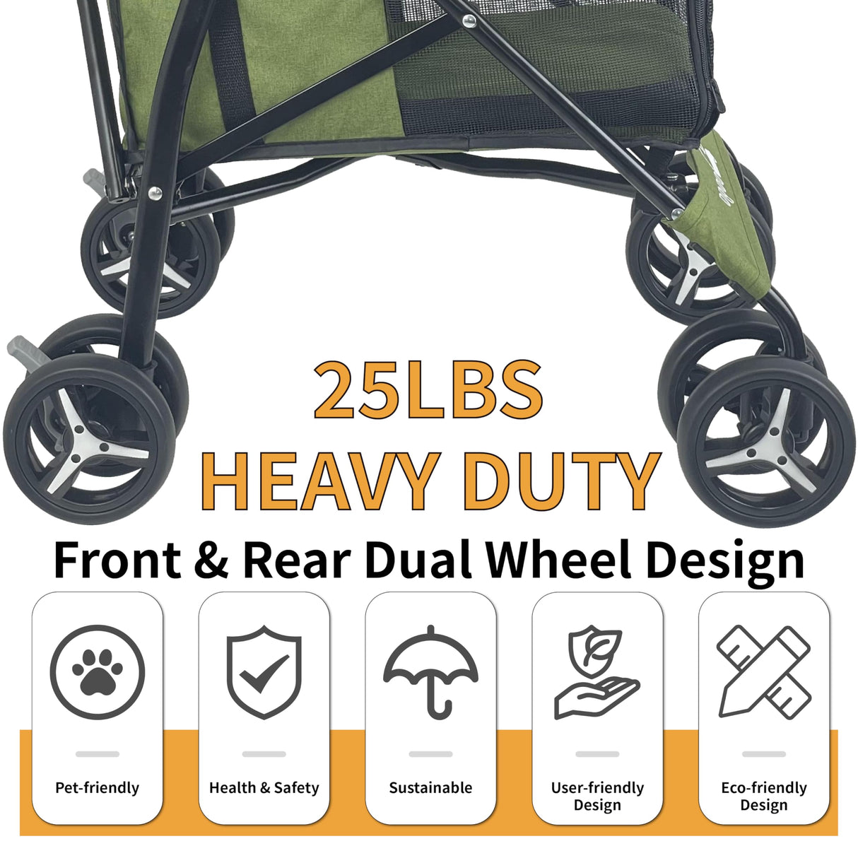 Sheziwu Dog Stroller for Small Dogs/Cats - Folding Pet Stroller with 360° Wheels, 22lbs Capacity, Portable Umbrella Stroller for Outdoor Walks/Vet Trips