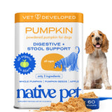 Native Pet Pumpkin for Dogs - Organic Powder Pumpkin Puree Dog Food Toppers -Rich in Fiber Supplement Powder Helps with Digestion, Nutrient Absorption, Diarrhea, Constipation & Upset Stomach-60 Scoops