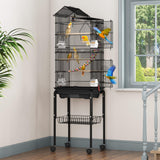DWVO 62-inch Metal Bird Cage: Bird Cage Spacious for Cockatiels, Parrots, Pigeons, Lovebirds, Features Roof Access and Rolling Stand Black