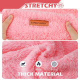 EXPAWLORER Fuzzy Dog Sweaters, Double-Sided Plush Fleece Soft Doggie Hoodie with Leash Hole, Pet Cold Weather Clothes Winter Coat, Sherpa Hooded Sweatshirt for Small Medium Large Dogs(Pink XL)