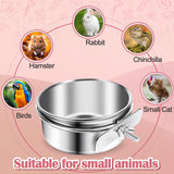 ToLanbbt 8 Pcs Stainless Steel Bird Food Bowls Bird Water Bowls with Clamp Holder, Parrot Feeding Dish Cups Parrot Cage Coop Feeders for Cockatiel Conure Budgie Parakeet Macaw Lovebird Small Animal, S