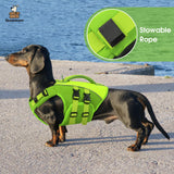 Queenmore Small Dog Life Jacket,Small Dog Life Vest for Swimming,Adjustable Reflective Dogs Swimming Vest,High Buoyancy Dogs Lifesaver,Pet Life Preserver(Green,S)