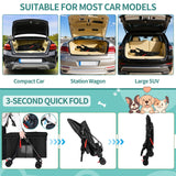 Medium Dog Stroller for Large Dogs, Pet Stroller for Medium Dogs Up to 100lbs, All-Terrain with Handle & Canopy, Storage Organizer, Waterproof Oxford Fiber Black