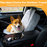 AEEISHOMEREFORM Dog Car Seat Cover for Back Seat & Front Seat, Plush Faux Fur Pet Car Seat Protector with Waterproof Layer, Non-Slip Bottom, Side Flaps, Machine Washable (Front Seat Gray)