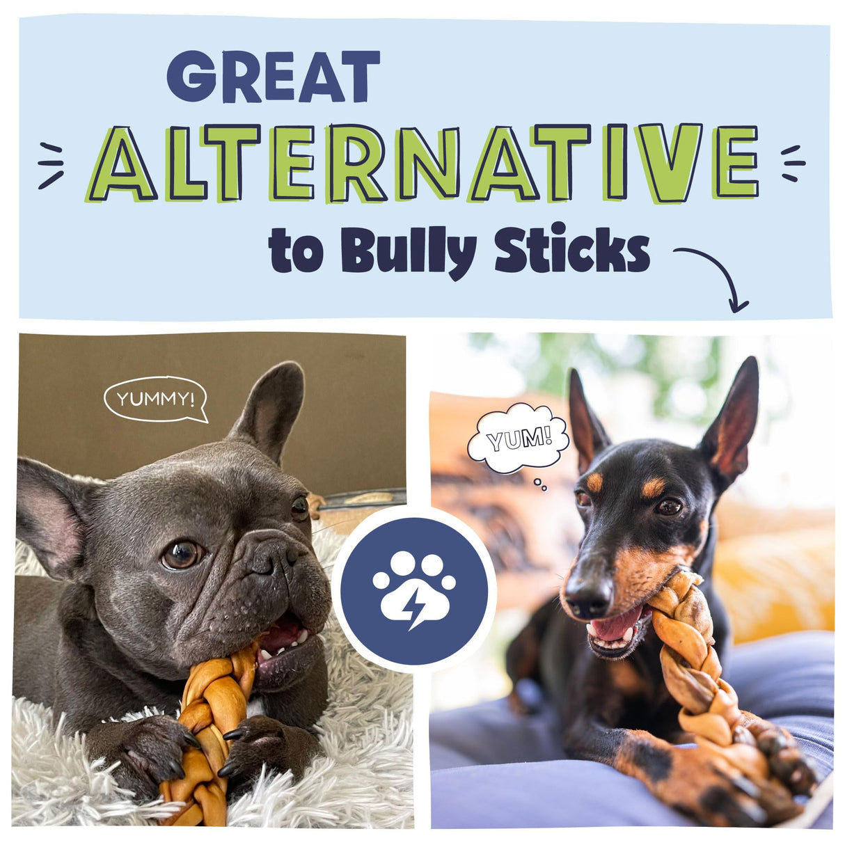 Pawstruck Natural 5-7” Beef Collagen Braids for Dogs – Long-Lasting Rawhide & Bully Stick Alternative, with Chondroitin & Glucosamine – 5 Pack