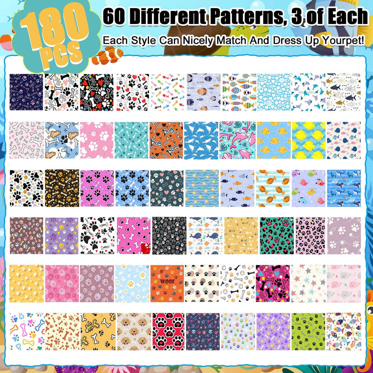 Reginary 180 Pcs Spring Dog Bandanas Bulk Hawaiian Triangle Dog Scarfs Bib Bandanas Plaid Flamingo Pet Triangle Bibs Kerchief Adjustable Bandana for Pet Grooming Costume Accessory(Paw Print)