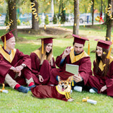 Huhumy 5 Pcs Dog Graduation Costume Set Include 2025 Pet Graduation Gown with Stole Puppy Grad Cap Lensless Glasses DIY Letter Stickers for Dogs Cats Holiday Costume Accessory(Maroon Yellow,XXL)