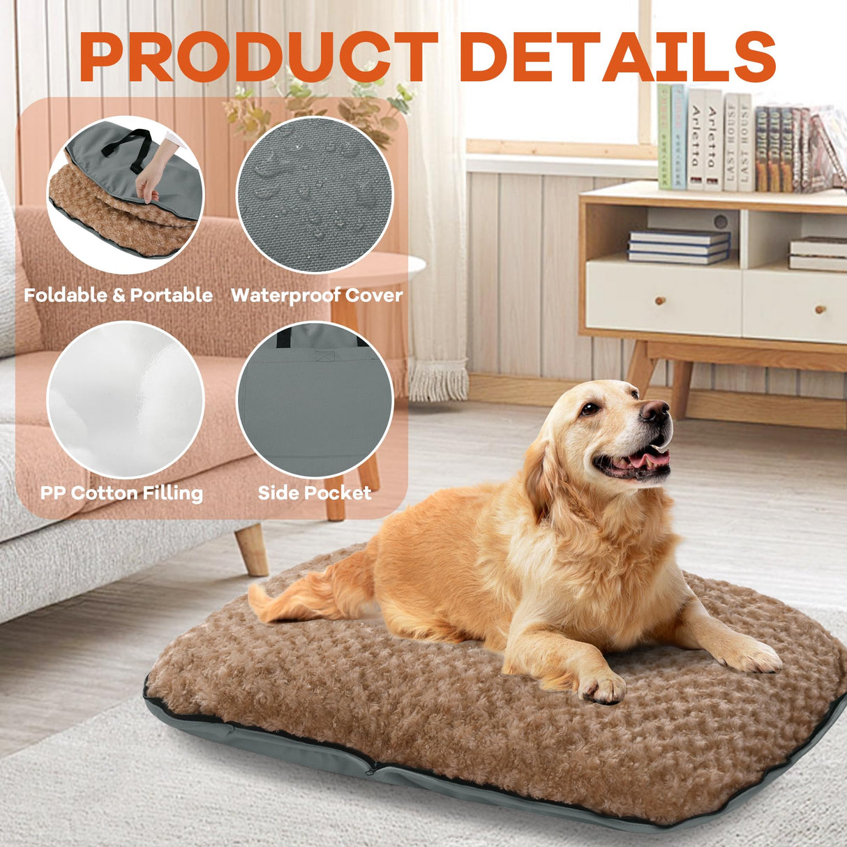 MABOZOO Foldable Travel Dog Bed, Outdoor Camping Dog Bag Bed Pet Pad with Carry Handles, Waterproof Pet Mattress Mat for Small, Medium, and Large Dogs Cats (Gray, 44x32x5 in)
