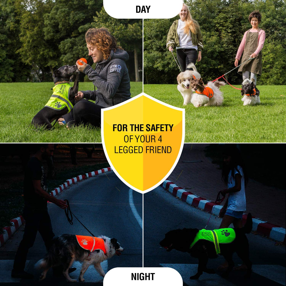 4LegsFriend Safety Reflective Vest for Dogs - High Visibility for Outdoor Activity Day and Night, Protect Your Pet from Cars & Hunting Accidents