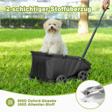 AESRAOU Mini Dog Strollers for Mini Pets, Foldable Multifunctional Shopping Carts with Extendable Pull Handle, Doggie Wagon Built-in Cushion and Safety Rope with Storage Bag (Black)