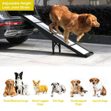BAQTALE Foldable Dog Ramp for Cars – 68.89" L x 15.74" W, Supports 220 lbs, 8 Adjustable Heights with Support Legs, Non-Slip Surface, Portable Pet Ramp for Large Dogs, Folds to Carry-On Size