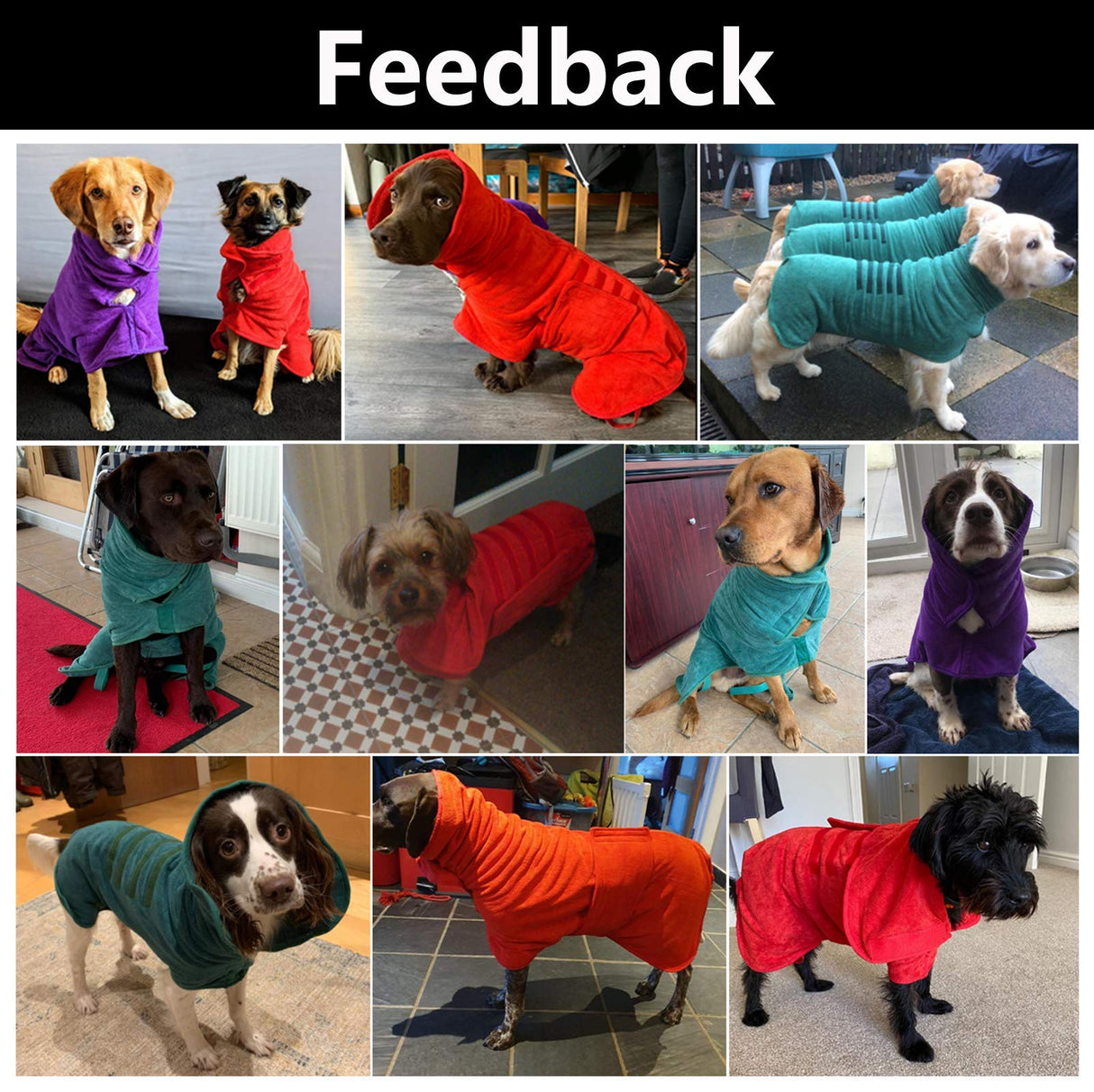 Dog Bathrobe Dog Robes for After Bath Shower Swimming Dog Drying Towel Super Absorbent fit for Small Medium Large Breeds - Purple - XL