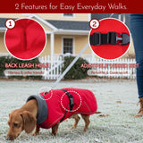 Tiny Dachshund Coat with Warm Fleece Lining, Mini Weiner Vest Jackets, Waterproof & Windproof Wiener Winter Clothes, Outdoor Clothes for Small Dachshunds Puppy, Boys & Girls Long Back Dogs(Red, XS)