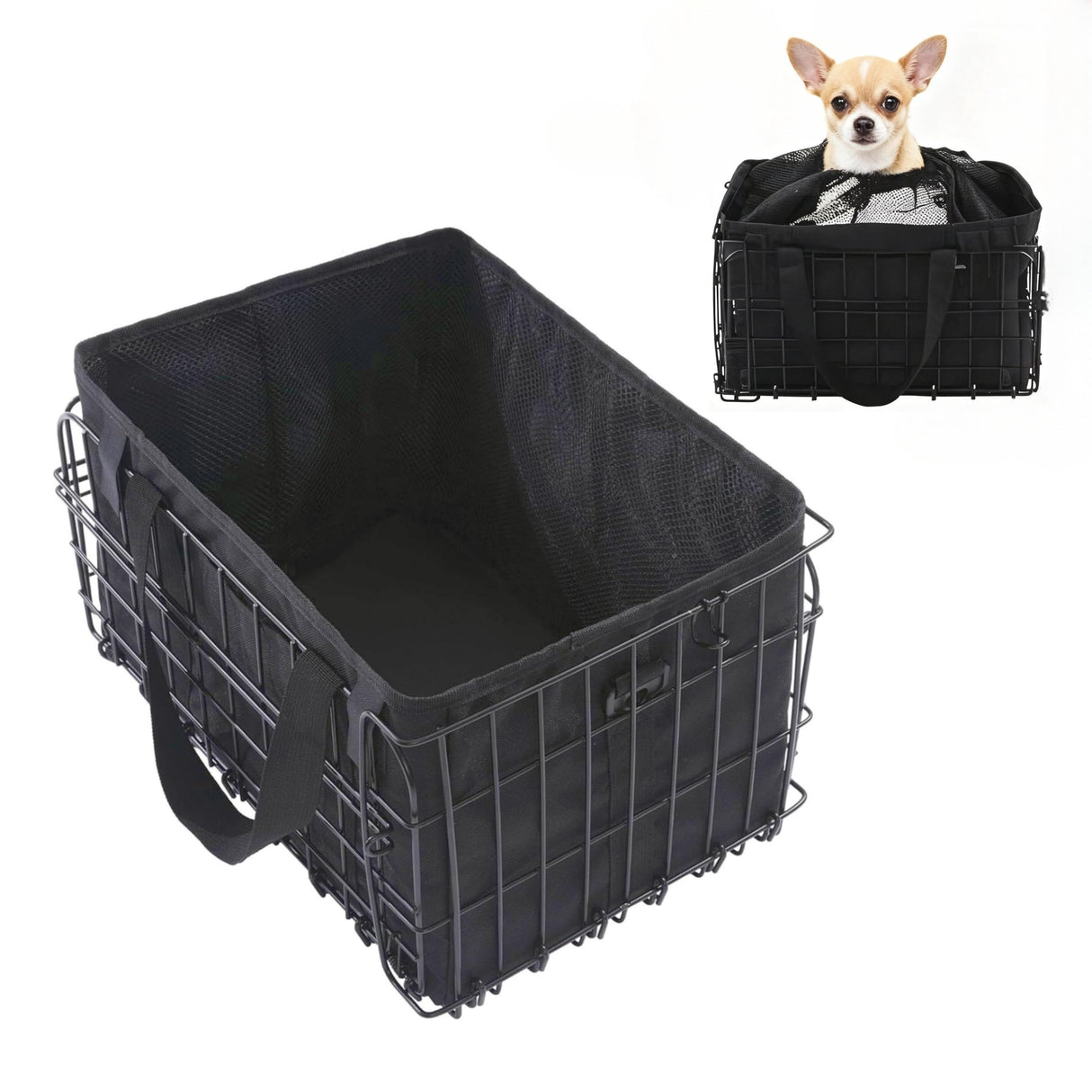 Bike Basket Suit for Front/Rear/Side of Bicycle with Removable Liner Bag, Dog Bike Basket Carrier for Travel, Large Size Basket More Storage, Ebike Accessoriest for Pets, Fruit & Grocery