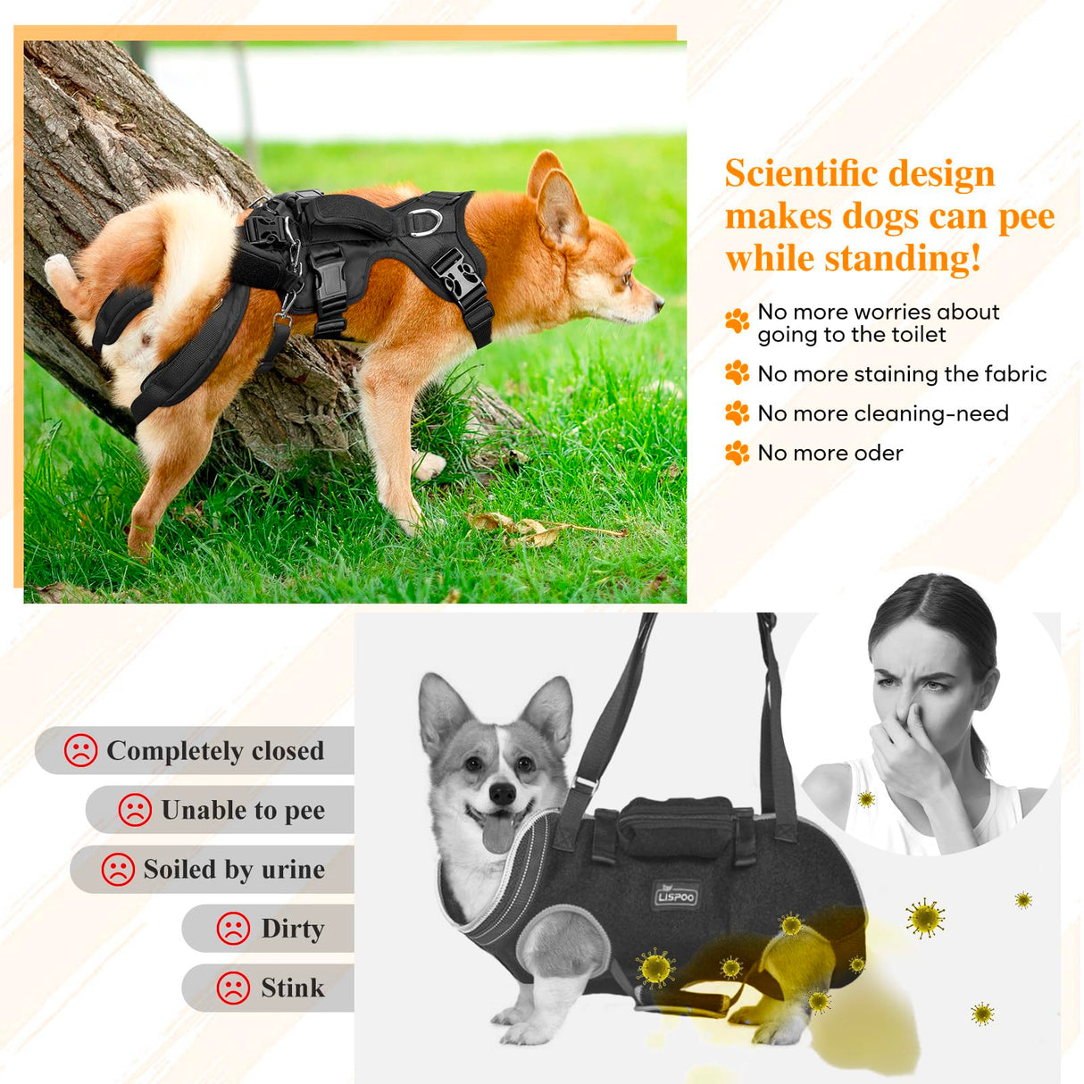 Dog Lift Harness, Dog Support & Recovery Sling for Full-Body & Hind/Front Leg – Pee-Able Design for Large/Medium Dogs – All-in-One Ideal Assistance for Senior, Disabled, Arthritic & ACL Canines (XXL)