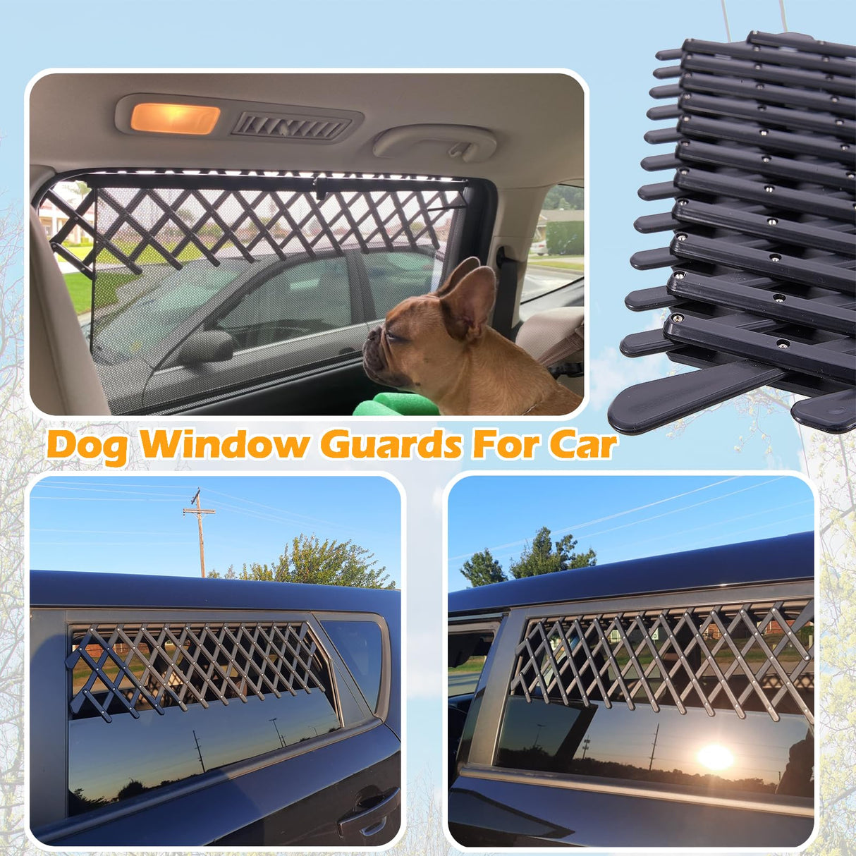 XianghuangTechnology Window Pet Gate, Universal Pet Dog Puppy Ventilation Grill Mesh Vent Guard Safe Car Window Protection Mesh for Cars, Trucks & SUV - 2 Pack