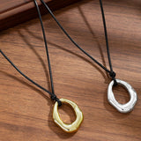 PLOUTOS Statement Modern Geometric Hollow Square Pendant Rope Chain Necklace for Women Bold Fashion Layering Collarbone Jewelry Party Wear Accessory (Silver A)