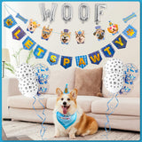 Zaabaazina Dog Party Supplies - Blue Dog Bandana, Birthday Hat, Banner, Balloons for PAWTY & WOOF Decorations