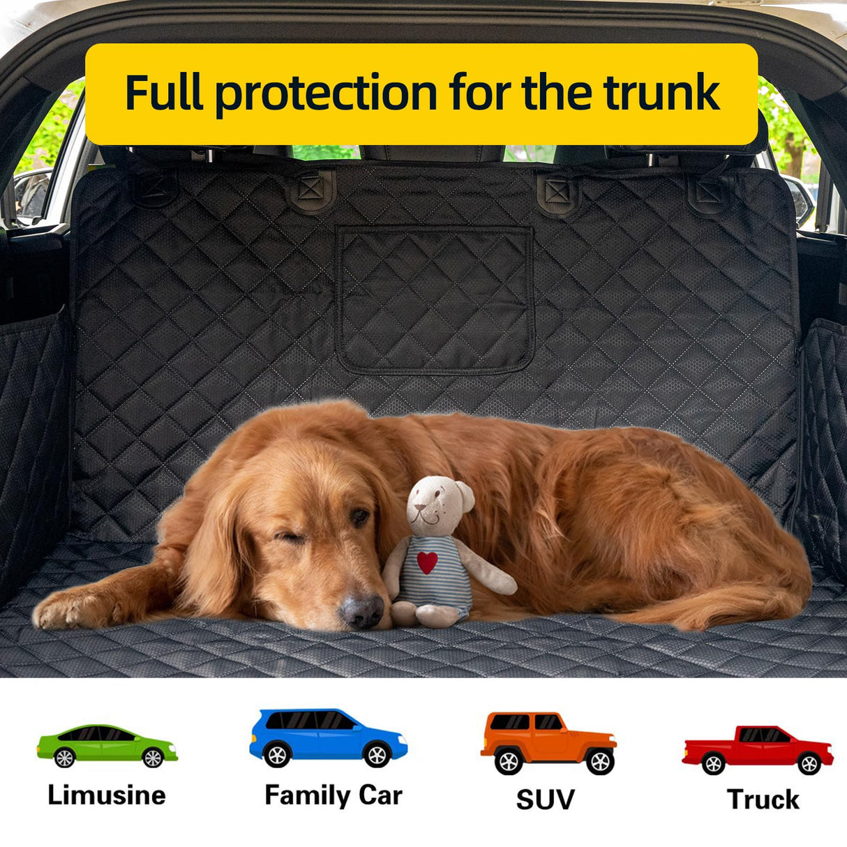 HNCPSY SUV Cargo Liner for Dog Car Seat Cover for Pets Waterproof Cargo Cover Dog Seat Mat for SUVs Sedans Vans with Bumper Flap Protector, Non-Slip, Black 70"x40"
