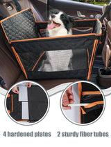 Prpeko Dog Car Seat for Large Dogs,Waterproof Fabric with Breathable Mesh&Adjustable Dog Seat Belt for Car,Dog Bed for Back Seat Up to 40 LB-Medium Orange