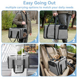 Petsfit 19"X12" X12" Expandable Pet Carrier, Square Expansion Reduces Pet Anxiety, Escape-Proof Self-Locking Zippers, 3 Easy-Access Entrances, for Cats & Small Dogs up to 18 lbs