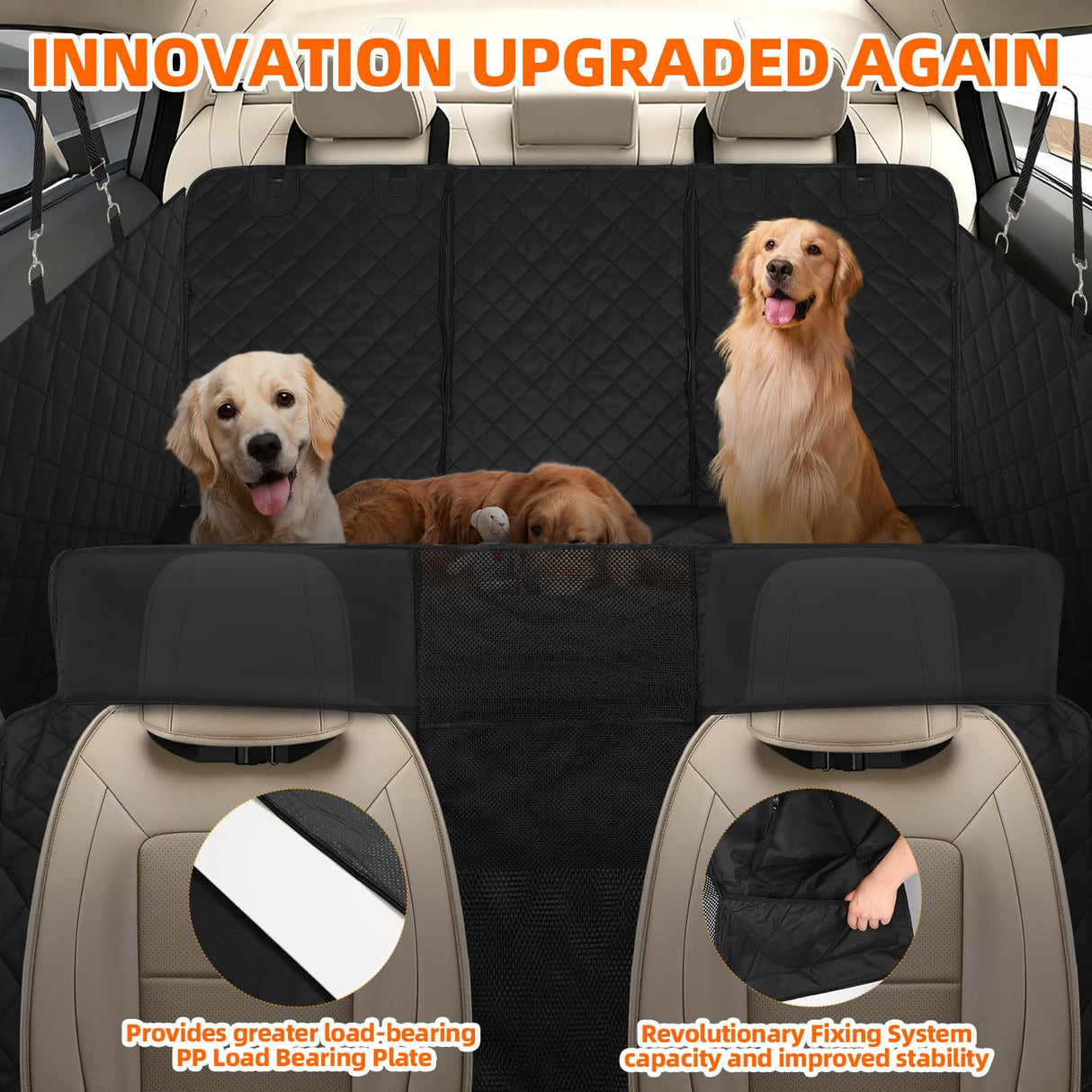 OLenyer Dog Car Seat Cover-Large Space,Back Seat Extender for Dogs,Car Seat Protector,Car Seat Cover Hard Bottom Holds 400 lbs,Upgraded Material Waterproof Pet Car Bed Dog Hammock for Car, SUV,Truck