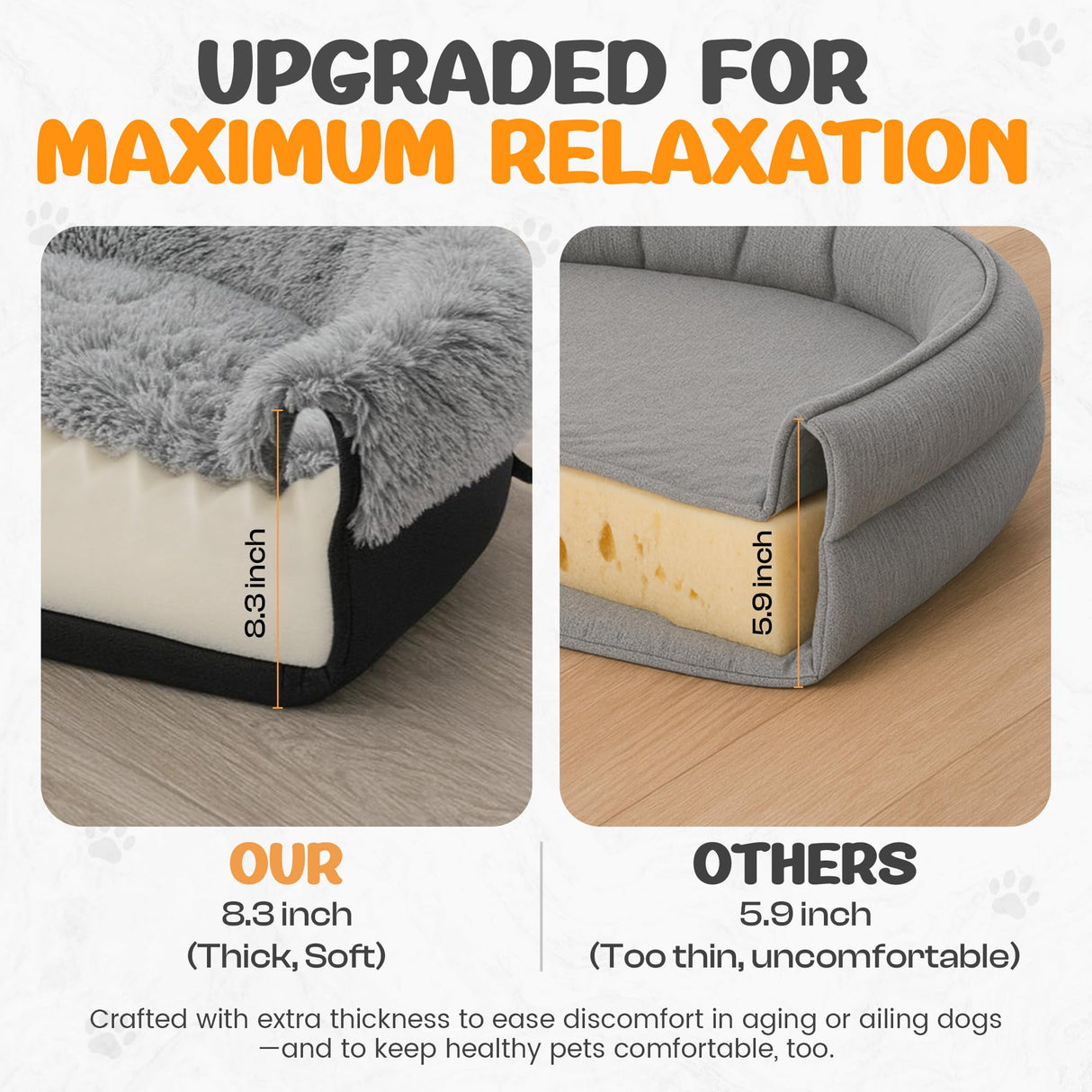 Miorun Fluffy Orthopedic Jumbo Dog Bed for Extra Large Dogs, Calming Plush Sofa Bed with Curved Bolster Support, 48" Cozy Oval Pet Donut Bed with Washable Cover, Gray