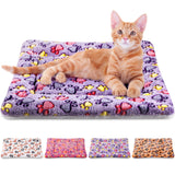 Tuanse 4 Pack Ultra Soft Dog Cat Bed Mat Small Animal Guinea Pig Bed with Cute Print Reversible Fleece Dog Crate Kennel Pad Cozy Washable Thickened Hamster Pet Beds Mat(21 x 14 Inches,Vivid Color)