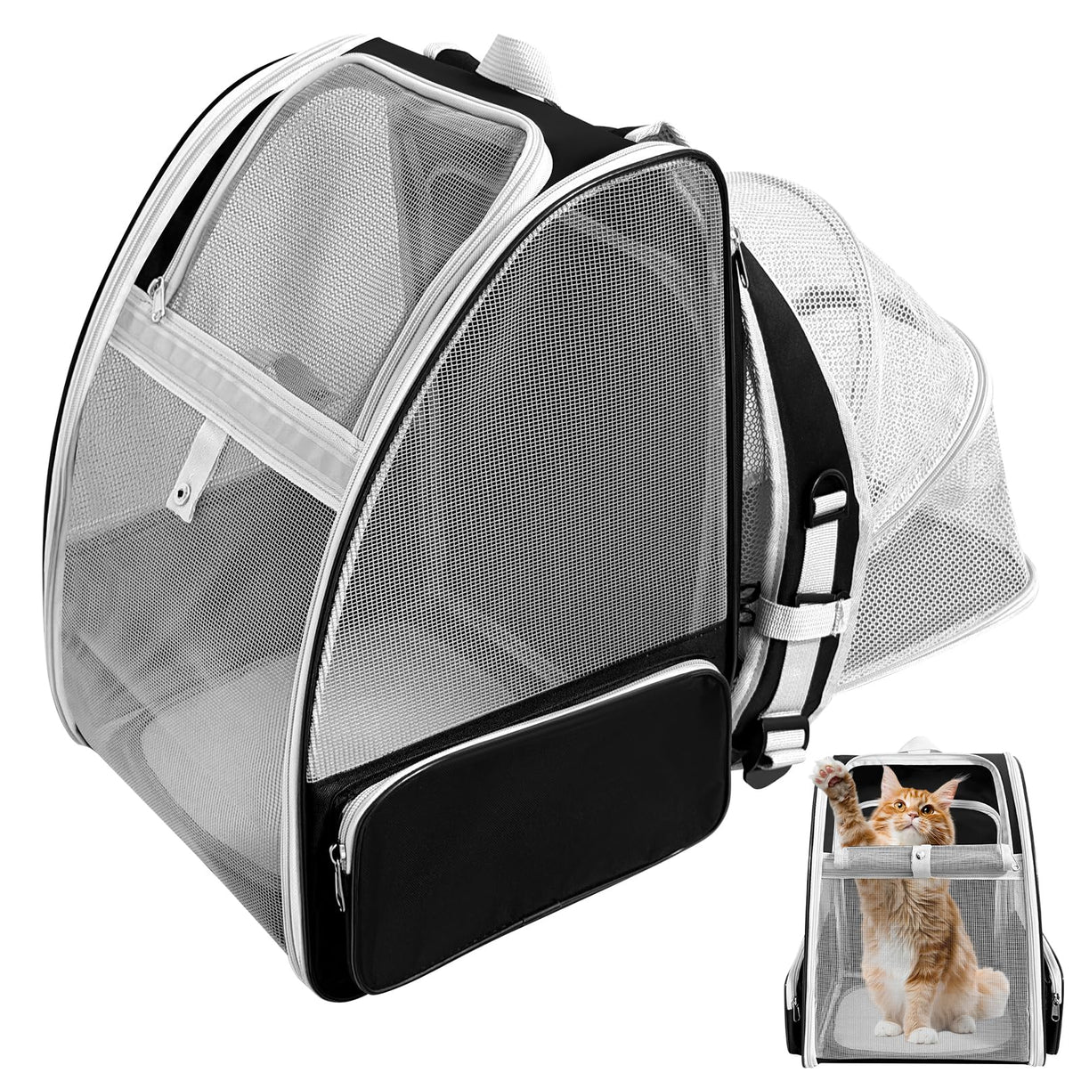VeluXanipyr Cat Backpack Carrier,Expandable Pet Carrier Backpack for Cat and Small Dogs,for Hiking, Camping and Travelling Use,Collapsible Carrier with Breathable Mesh,Gray