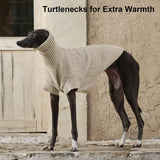 ASENKU Dog Sweater, Italian Greyhound Clothes, Warm Italian Greyhound Sweater, Turtleneck Knitted Dog Sweaters for Small Dogs, Cozy Pet Sweaters for Whippet (Small, Apricot)