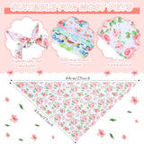 Silkfly 50 Pieces Spring Bandanas for Dog Bulk Adjustable Spring Triangle Scarf with Flower Floral Dog Bandanas Bibs Washable Pet Kerchief for Small Medium Large Pet Cat Costume Accessories Decoration