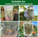 Alpurple 2 Pcs Insect Bird Barrier Netting Mesh with Drawstring- 4.9 x 3.2 Ft Garden Bug Netting Plant Cover- Fruit Tree Net for Protect Plant Fruits Citrus Flower from Insect Bird Eating
