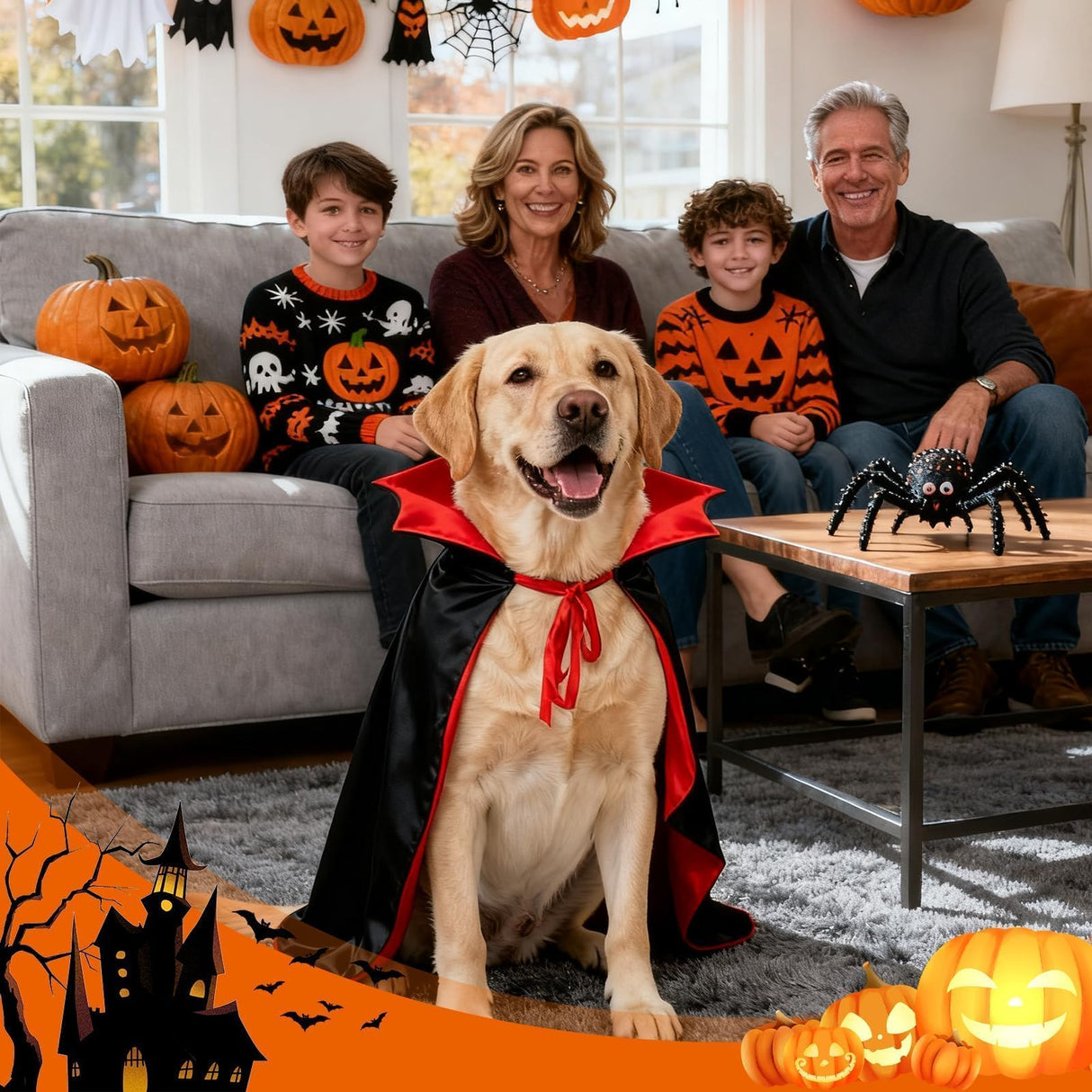 Olanrun Dog Costume - Dog Halloween Costumes Vampire Cloak, Wizard Outfit, Witch Cosplay Apparel Cape - Funny Party Dress Up Halloween Pet Costumes for Large Dogs (Black Red)