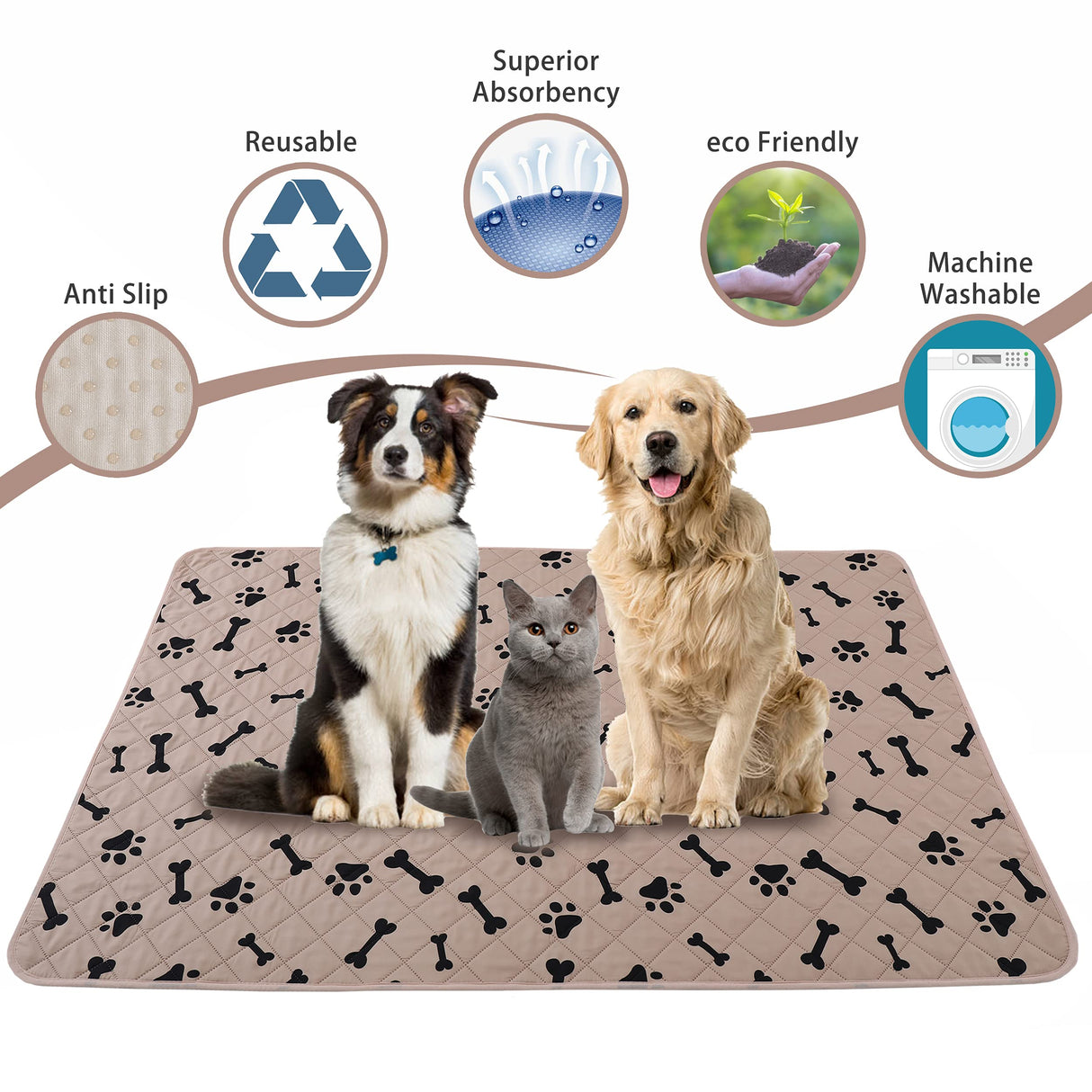 Waterproof Dog Bed Cover - nanbowang Pet Blanket Sofa Couch Furniture Protector for Kids Children Dog Cat, Reversible (40x50 Inch Pack of 1, Beige)