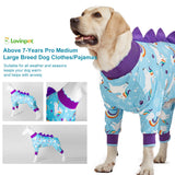 LovinPet Pet Clothes Large Dog, Anti Licking Dog Recovery Clothes, Lightweight Onesie, Starlight Rainbow/Wild Horse Prints American Bully Pajamas, UV Protection, Adorable pet PJ's/Large