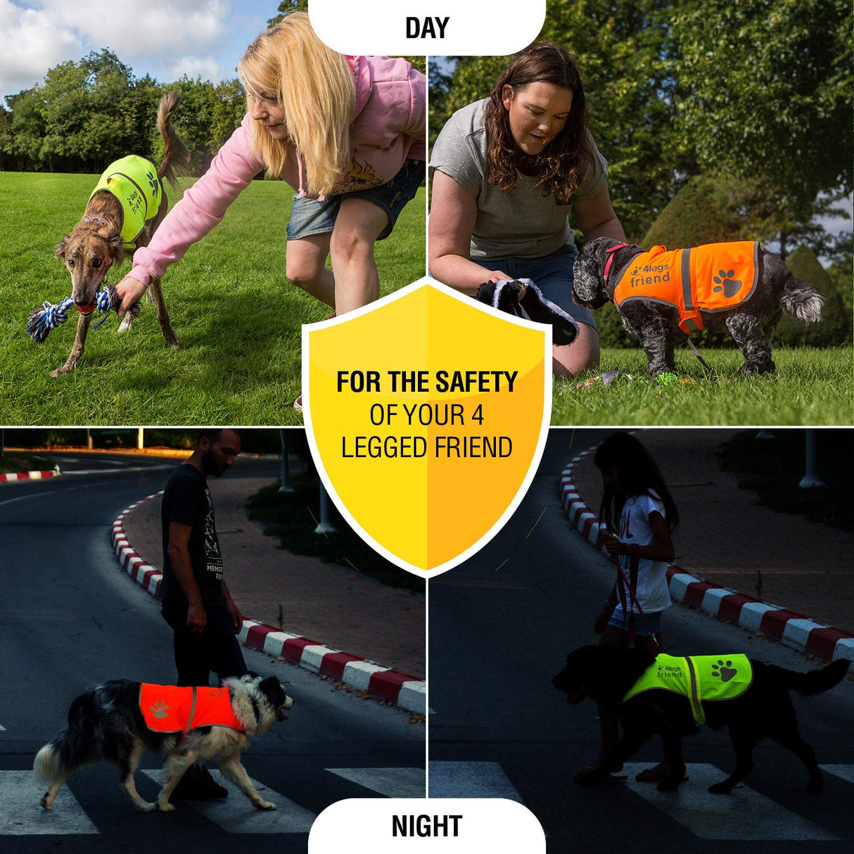 4LegsFriend Reflective Dog Vest. Hi-Visibility, Blaze Orange Oxford 300D Waterproof Dog Vest Helps Protect Your Best Friend. Safeguard Your PUP from Motorists & Hunting Accidents, On or Off Leash