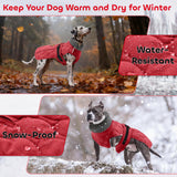 Sheripet Dog Coat Winter, Waterproof Quilted Dog Jacket for Cold Weather, Reflective Adjustable Puppy Winter Coat, Warm Turtle-Neck Pet Fleece Snow Jacket for XX-Large Dogs, NewRed XXL