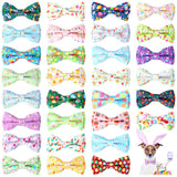 30 Pieces Easter Collar Dog Bow Ties Rabbit Bows for Dogs Ties Attachment with Elastic Bands Collar Detachable Charms for Grooming Accessories Easter Costume