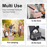 Dog Car Seat for Small Dogs, up to 13lbs, Foldable Dog Car Booster Seat with Non-Slip Bottom, Safety Tether and Storage Pocket, Comfortable Waterproof Fabric, Breathable Mesh Windows, Pink