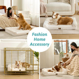 COZY KISS Cute Dog Bed for Medium Dogs, Faux Rabbit Fur Orthopedic Foam Dog Bed with Sides, Removable Washable Cover & Waterproof Lining, Comfortable Pet Couch, Cream (36" L x 27" W x 6.5" Th)