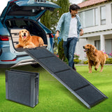 PawStep 63” x 17” Foldable Aluminum Dog Ramp – 63-Inch Length for Standard Cars & SUVs, 250 lb Capacity, Lightweight Four-Fold Portable Pet Ramp