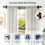 No Drill Curtain Rods for Window 28 to 47 Inches, 5/8 Inch Diameter Renter Friendly Drapery Rod with Adhesive Brackets without Drilling, Adjustable from 27 to 52 Inches, Black