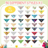 Chunful 50 Pcs Dog Bandanas Bulk Summer Flora Dog Bandanas Pet Triangle Scarf Bib Seasonal Pet Costume Adjustable Cat Outfit Washable Bids Kerchief for Small Medium Puppy