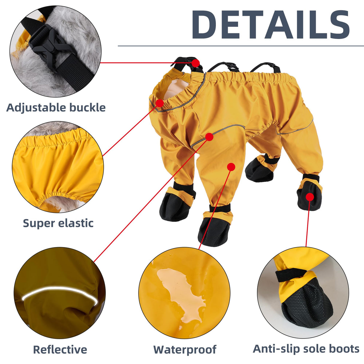 XUANNIAO Dog Suspender Booties, Dog Paw Boot Rain Shoes Leggings Anti-Slip, Pet Paws Protector (Mix-Color, Small)