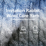 KYEESE Dog Sweater Cable Knit Thick Dog Knitwear Turtleneck Warm with Sleeves Fuzzy Dogs Clothes Gradient Color, Blue, Large