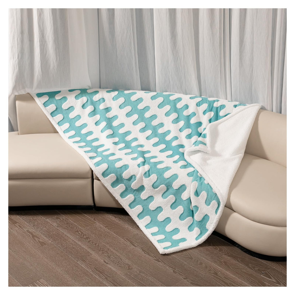 Maidewow Waterproof Pet Blanket,Dog Bed Covers Couch Sofa Stylish Jacquard Pets Throw Blankets for Puppy Cats Washable Reversible Furniture Protection Covers (Blue Wave,L)